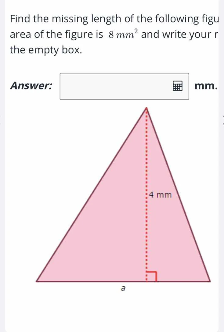 find the missing length of the following figure (the area of the figure…