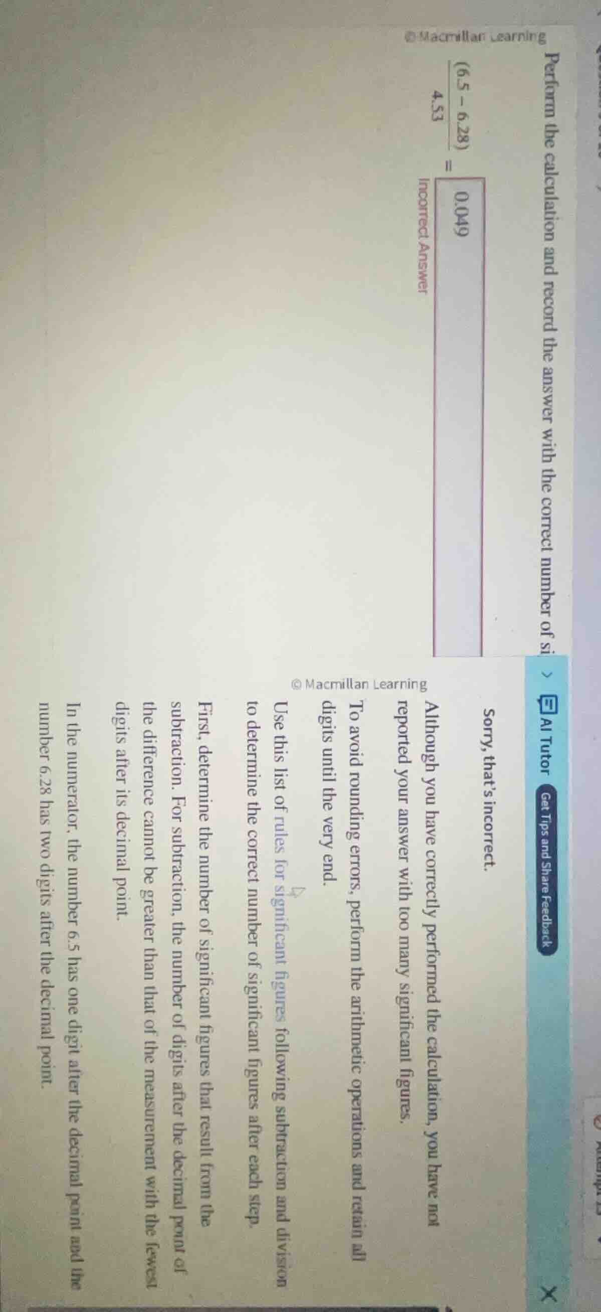 perform the calculation and record the answer with the correct number o…