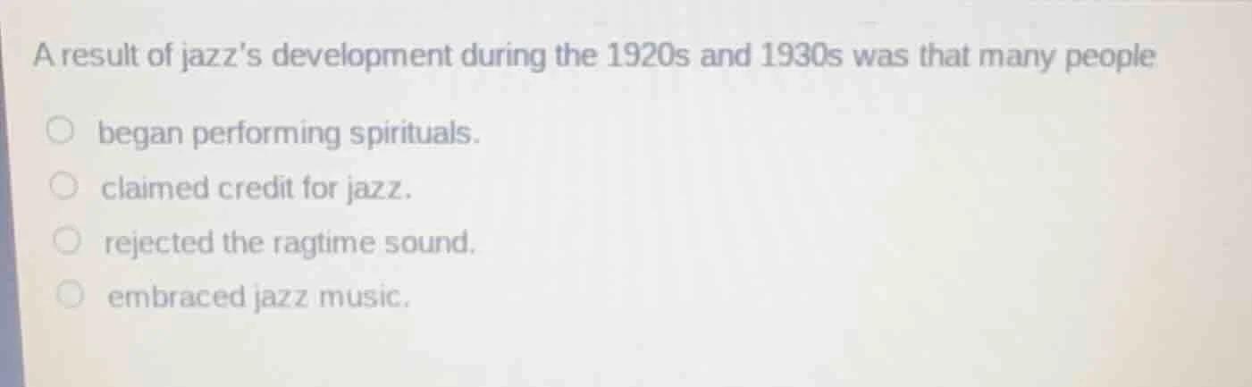 a result of jazzs development during the 1920s and 1930s was that many …