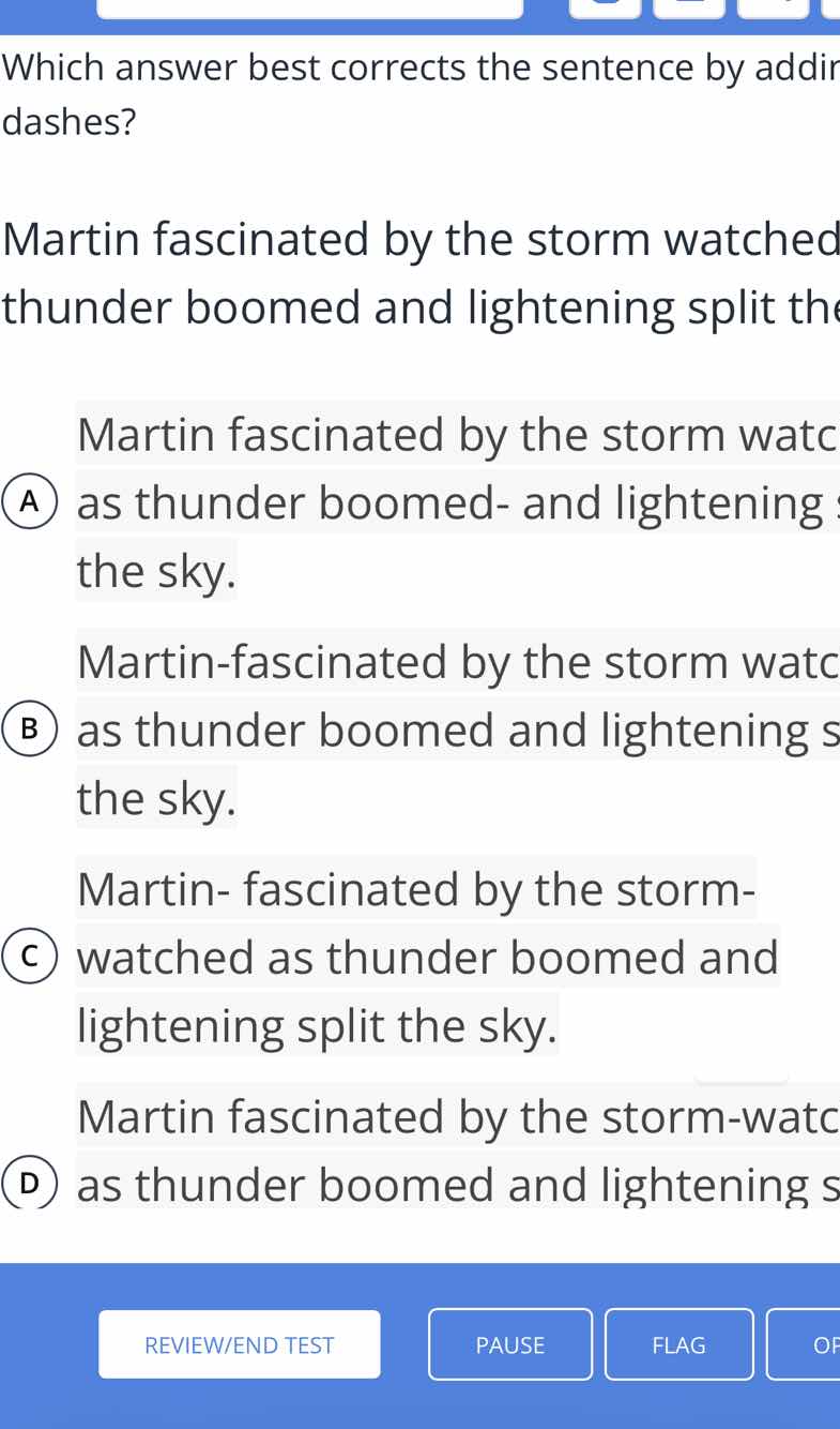 which answer best corrects the sentence by adding dashes? martin fascin…