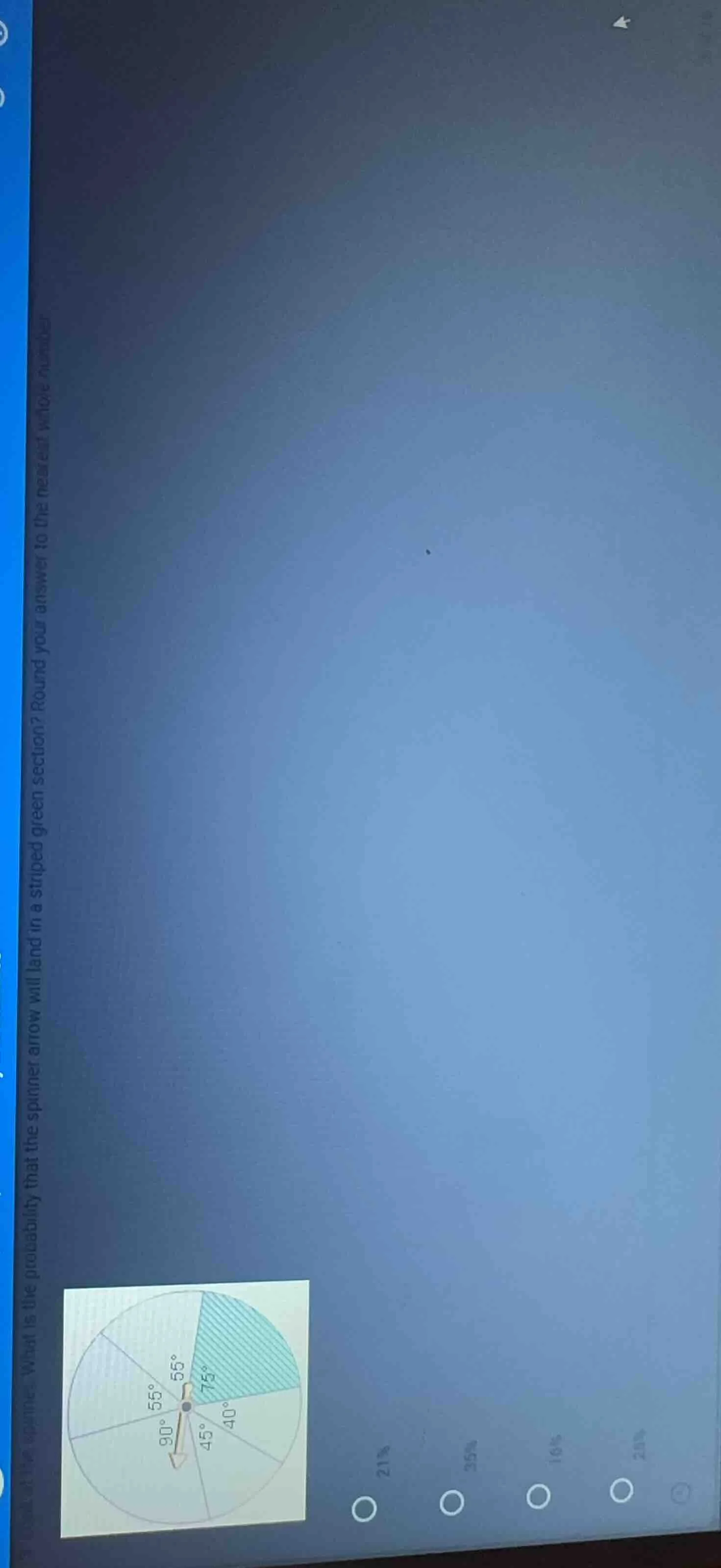 what is the probability that the spinner arrow will land in a striped g…