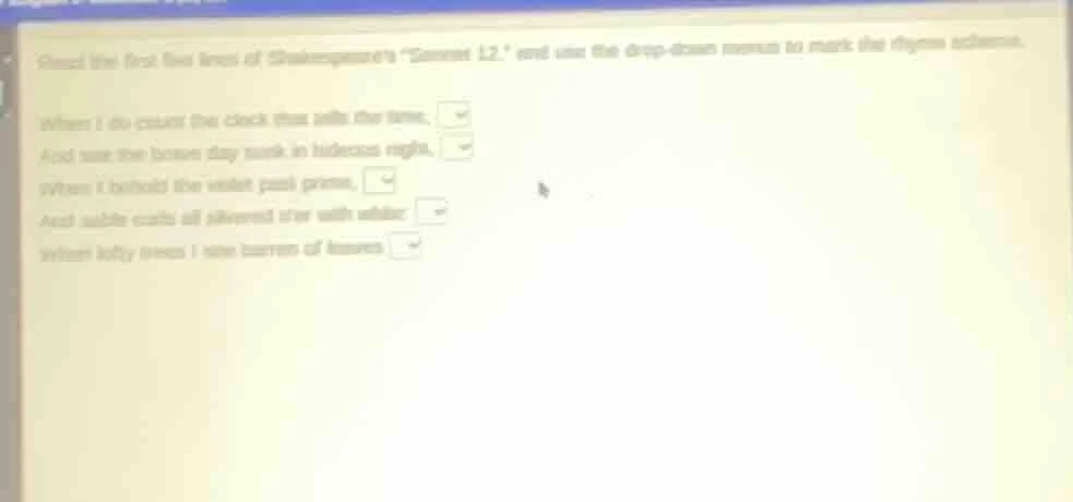 read the first five lines of shakespeares \sonnet 12\ and use the drop …