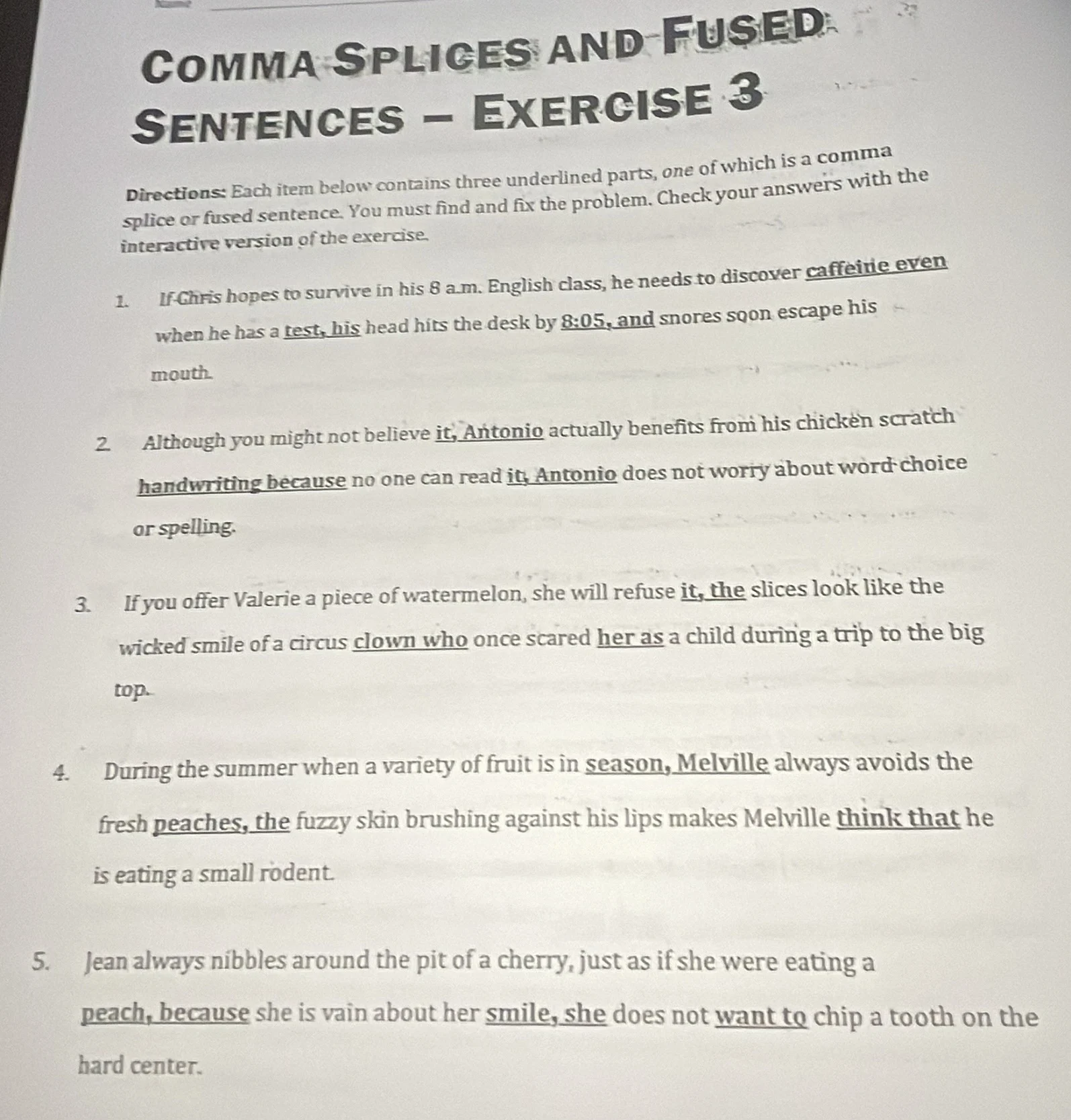 comma splices and fused sentences – exercise 3 directions: each item be…