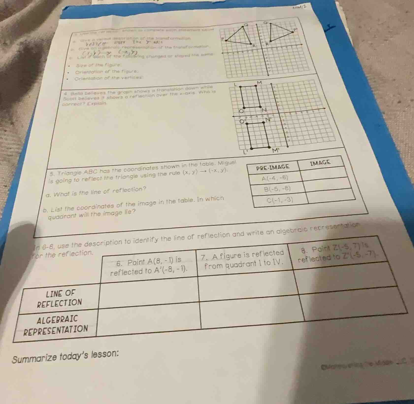3. use the graph shown to complete each statement below a. give a verba…