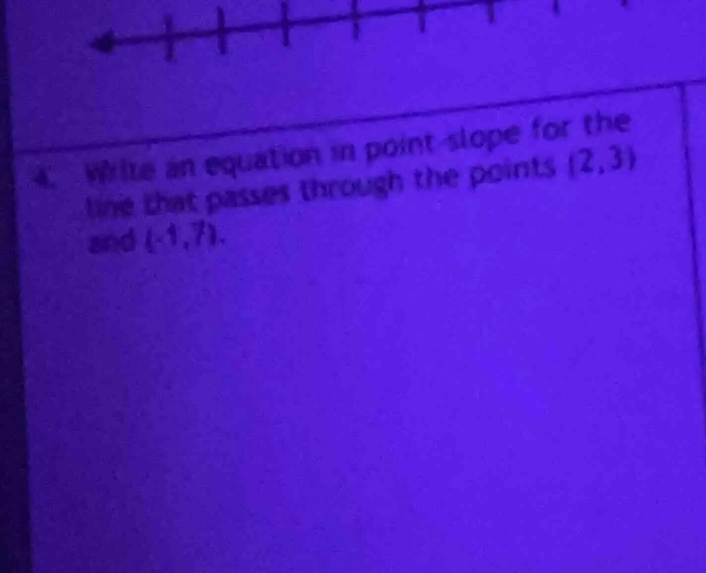 4. write an equation in point - slope for the line that passes through …