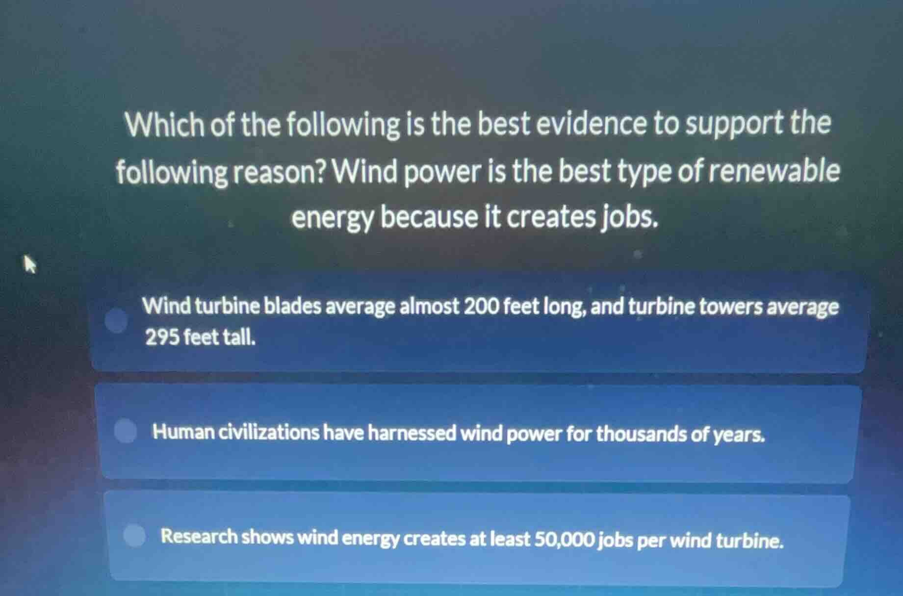 which of the following is the best evidence to support the following re…