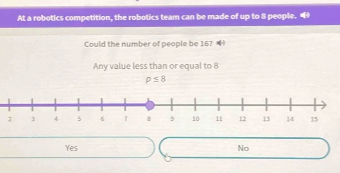 at a robotics competition, the robotics team can be made of up to 8 peo…
