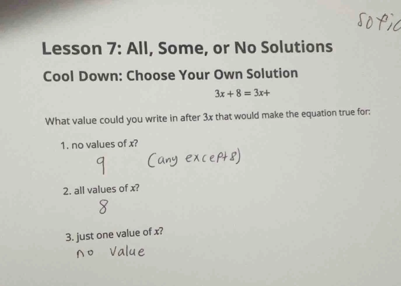 lesson 7: all, some, or no solutions cool down: choose your own solutio…