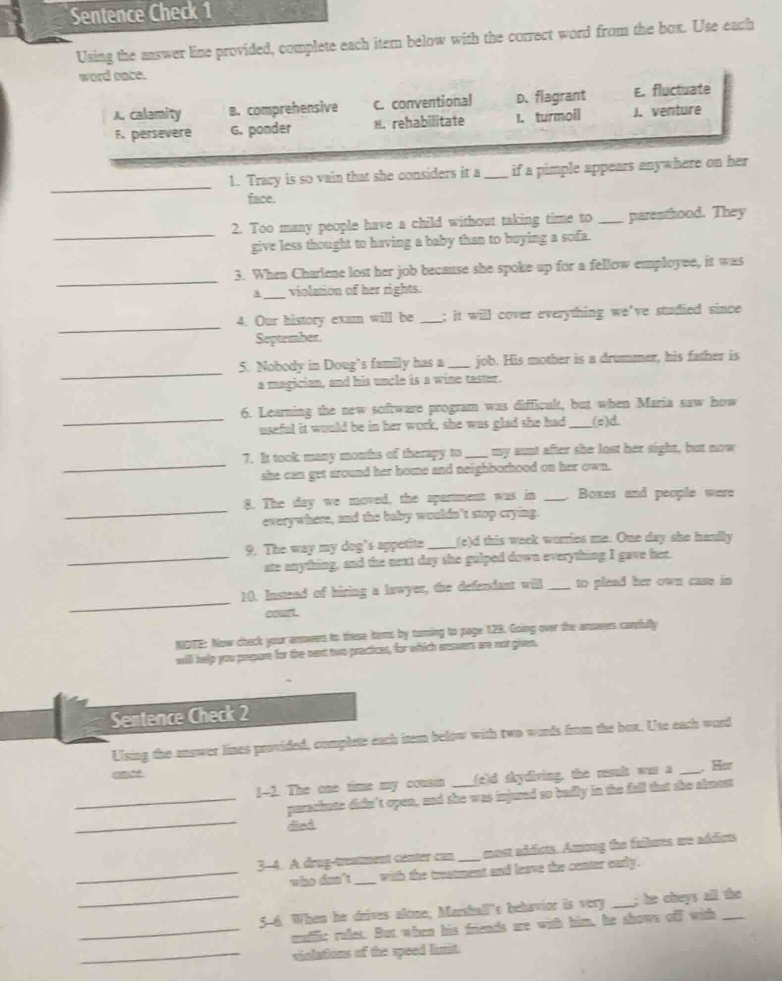 sentence check 1 using the answer line provided, complete each item bel…