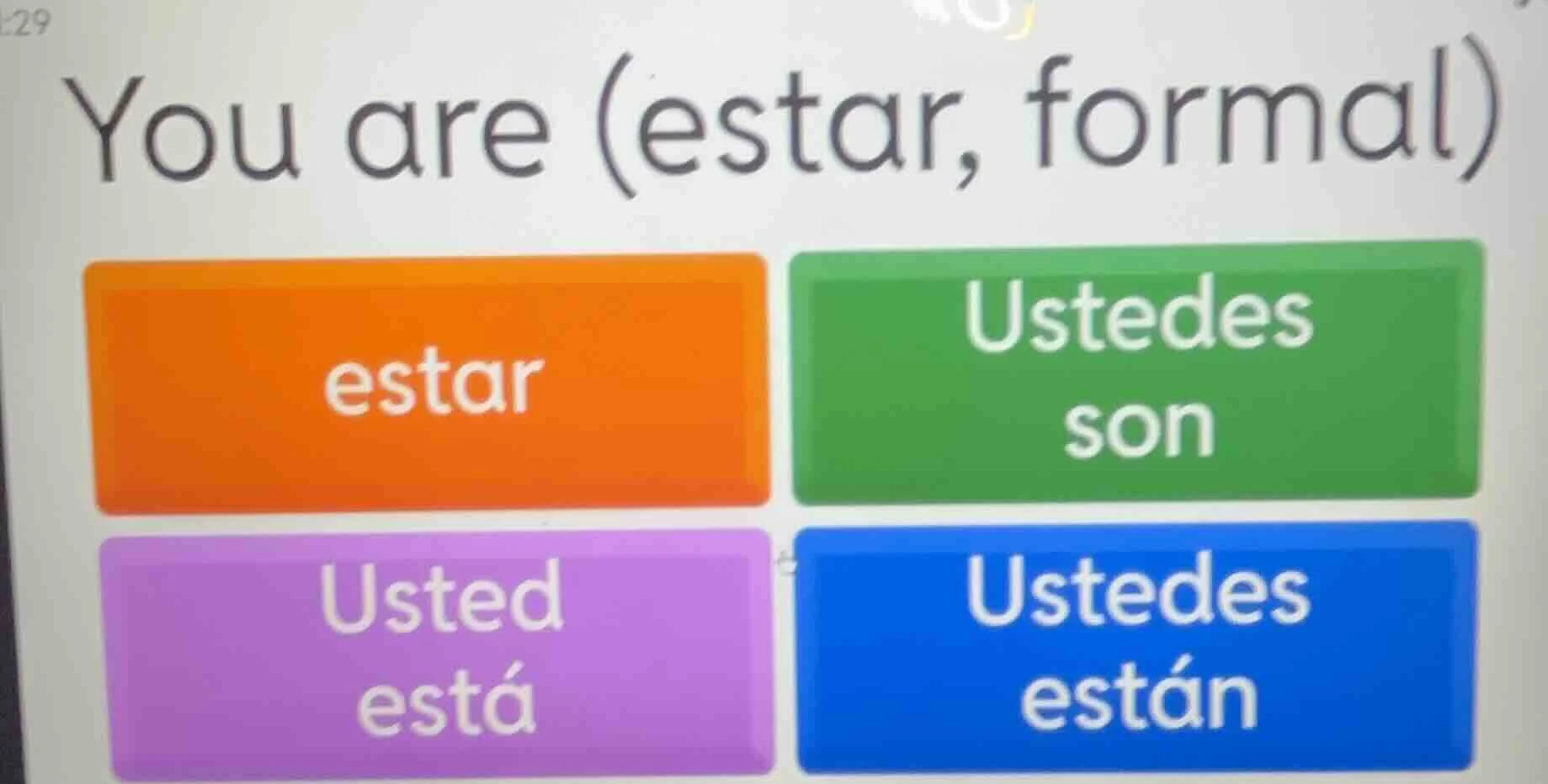 you are (estar, formal) estar ustedes son usted está ustedes están