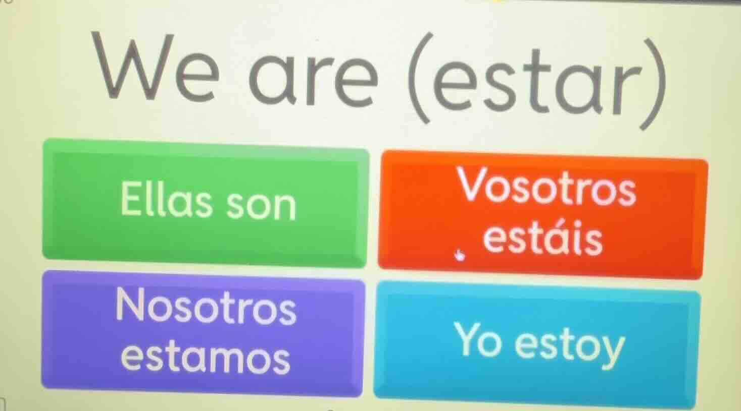 we are (estar) ellas son vosotros estáis nosotros estamos yo estoy