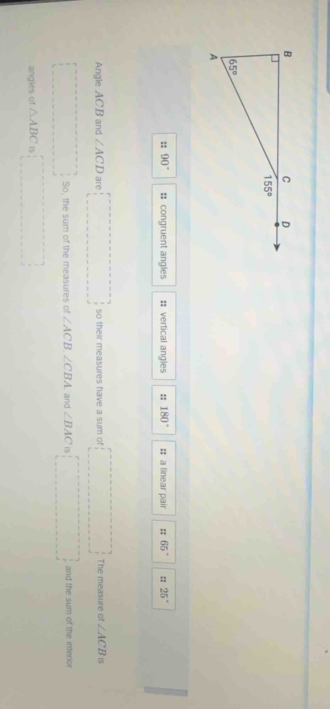 angle acb and ∠acd are , so their measures have a sum of . the measure …