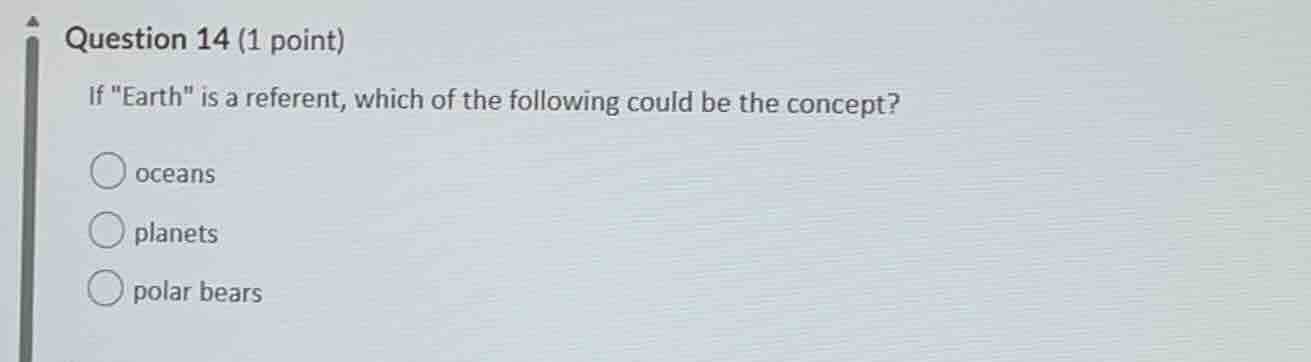 question 14 (1 point) if \earth\ is a referent, which of the following …