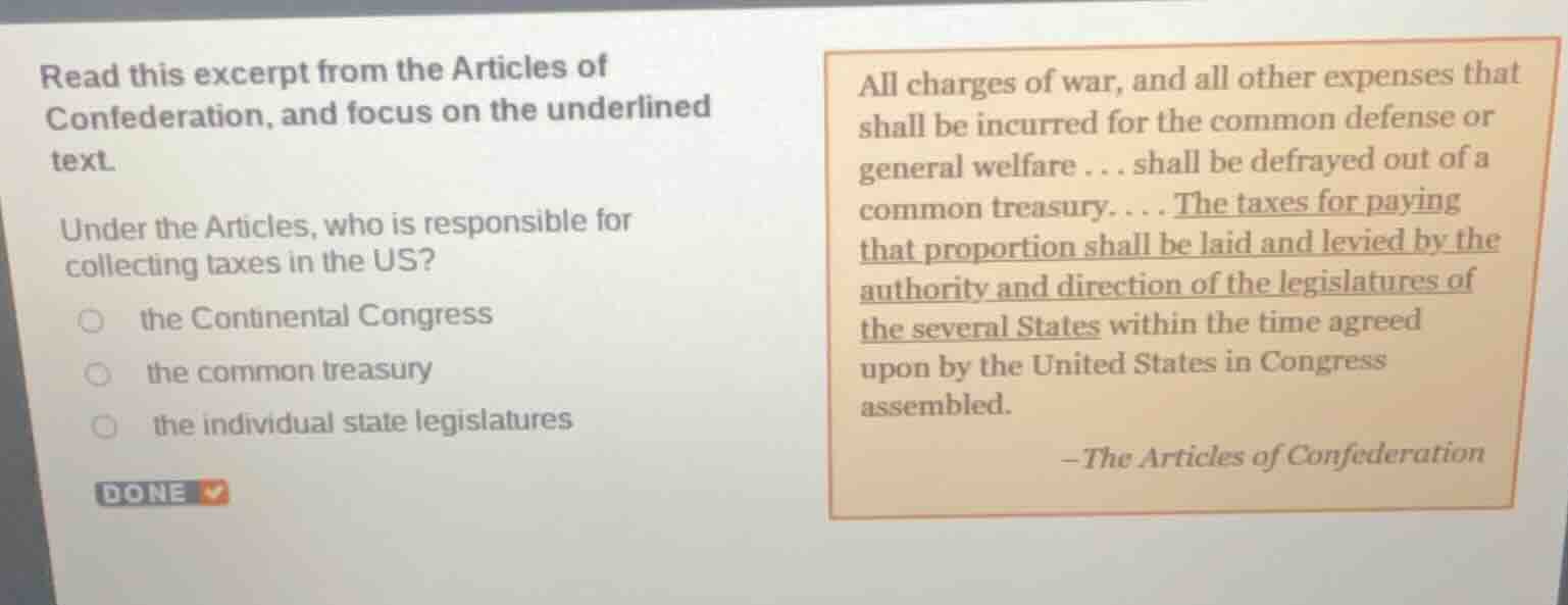 read this excerpt from the articles of confederation, and focus on the …