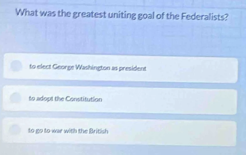 what was the greatest uniting goal of the federalists? to elect george …