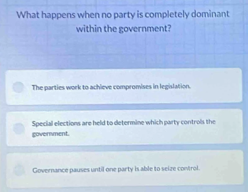 what happens when no party is completely dominant within the government…