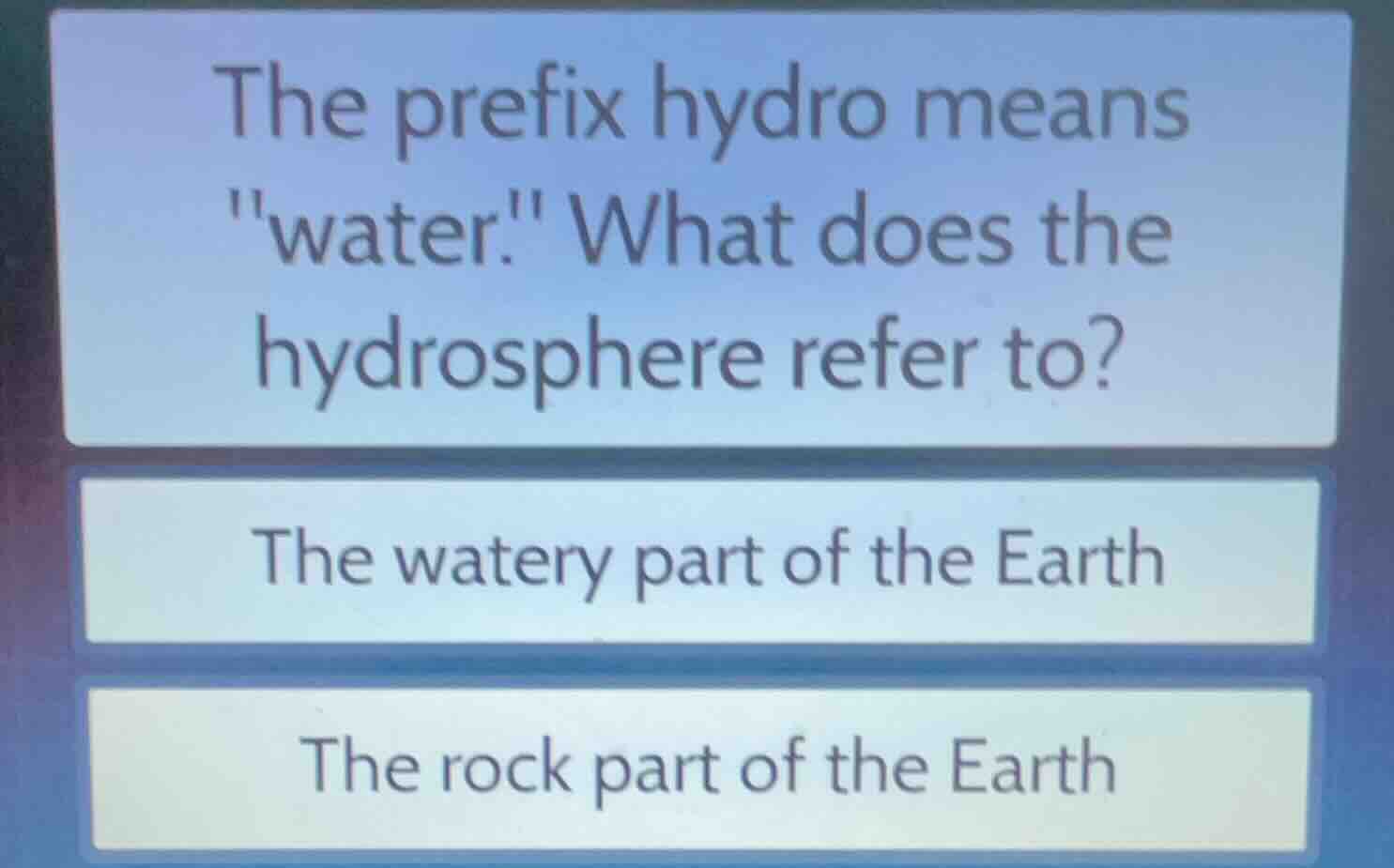 the prefix hydro means \water.\ what does the hydrosphere refer to? the…