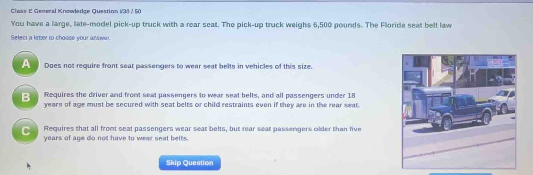 class e general knowledge question #30 / 50 you have a large, late - mo…