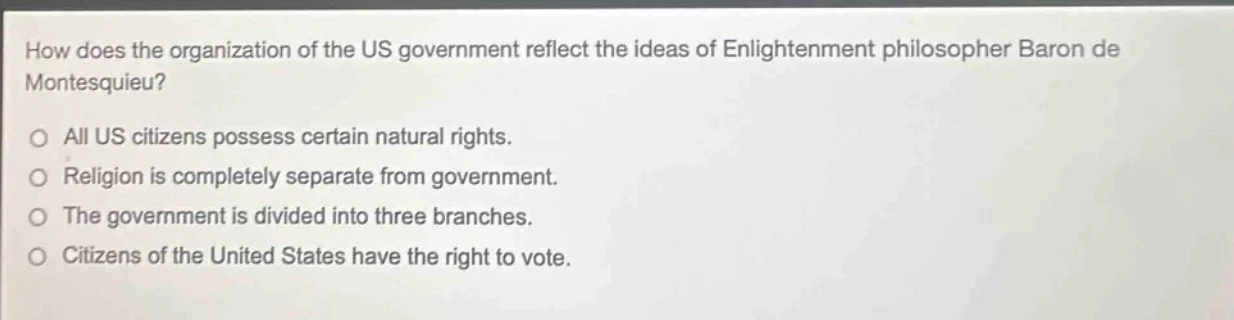 how does the organization of the us government reflect the ideas of enl…