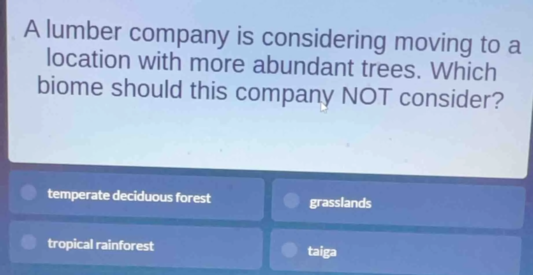 a lumber company is considering moving to a location with more abundant…