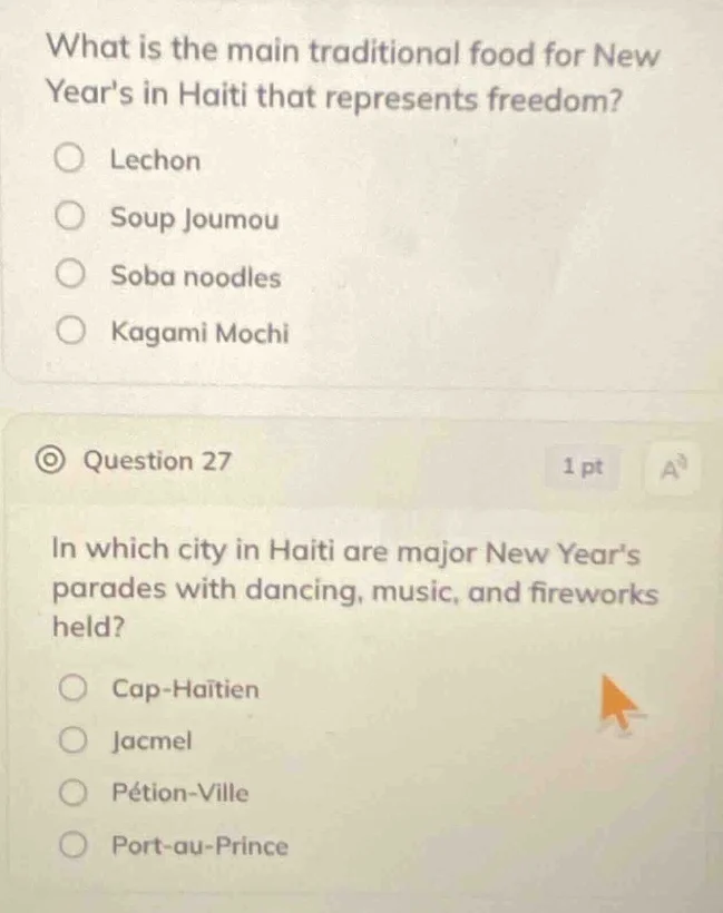 what is the main traditional food for new years in haiti that represent…