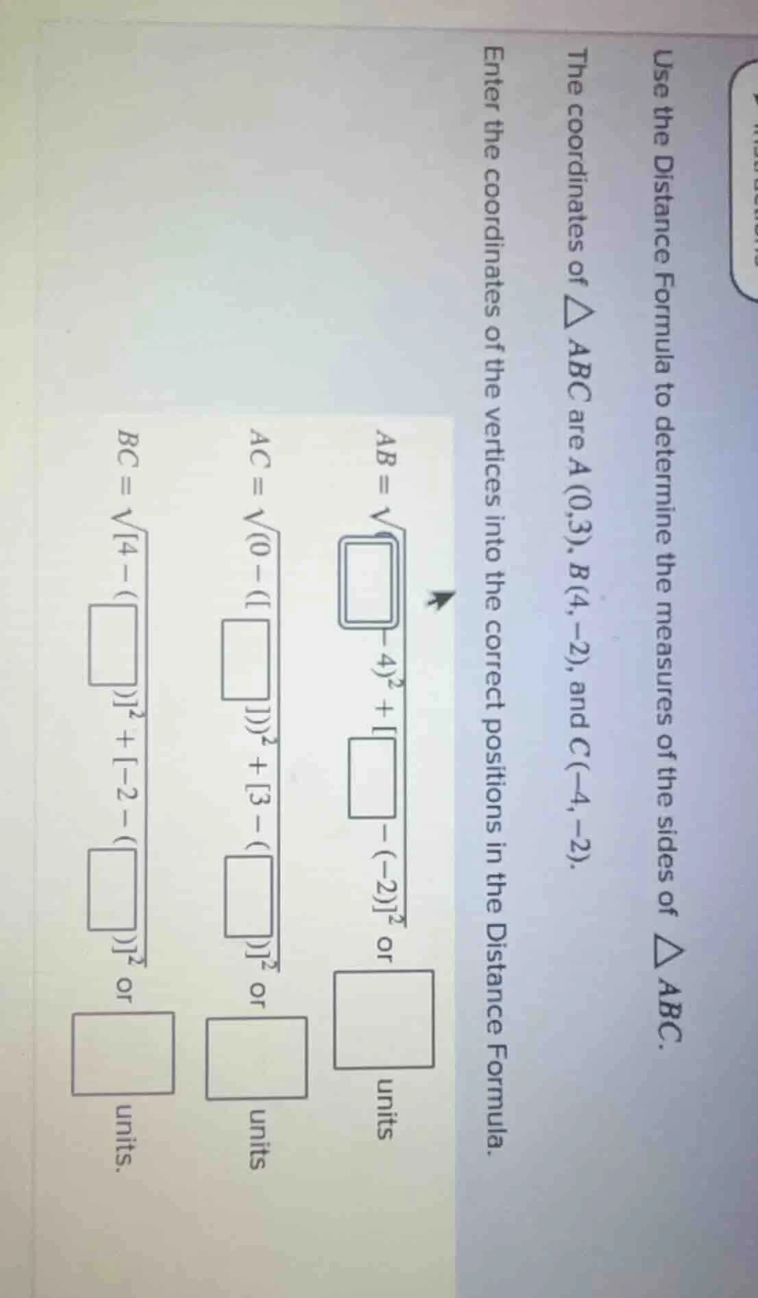 use the distance formula to determine the measures of the sides of $\\t…
