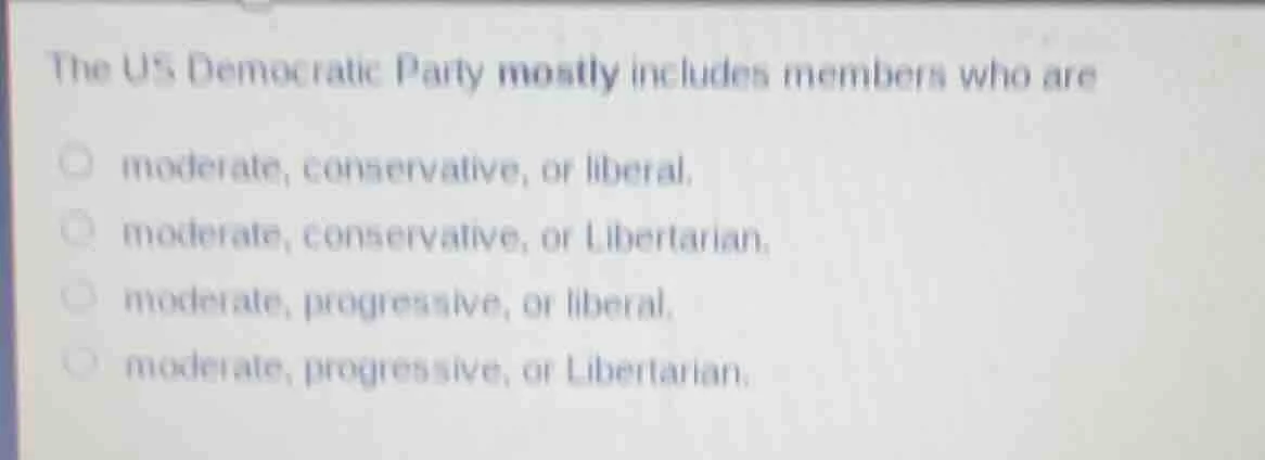 the us democratic party mostly includes members who are moderate, conse…