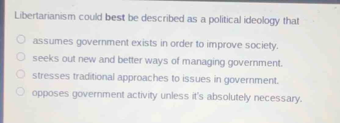 libertarianism could best be described as a political ideology that ass…