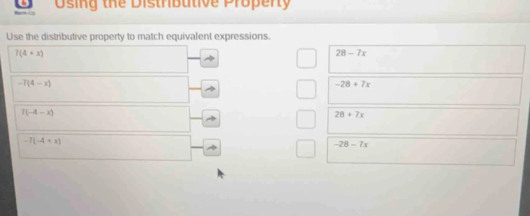 using the distributive property use the distributive property to match …