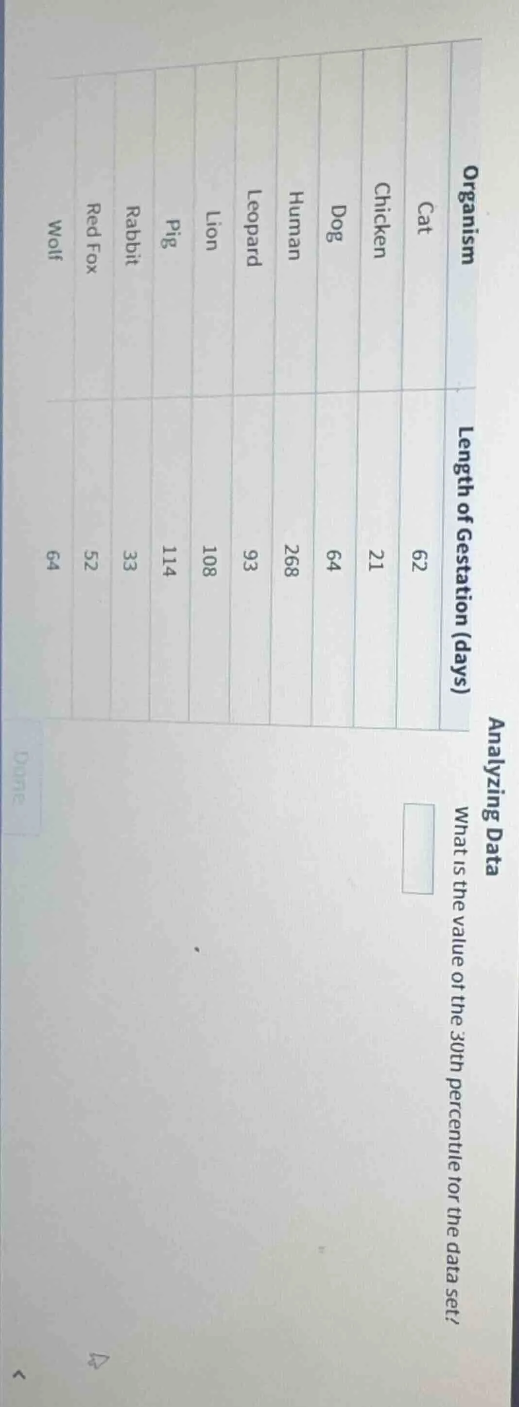 analyzing data what is the value of the 30th percentile for the data se…