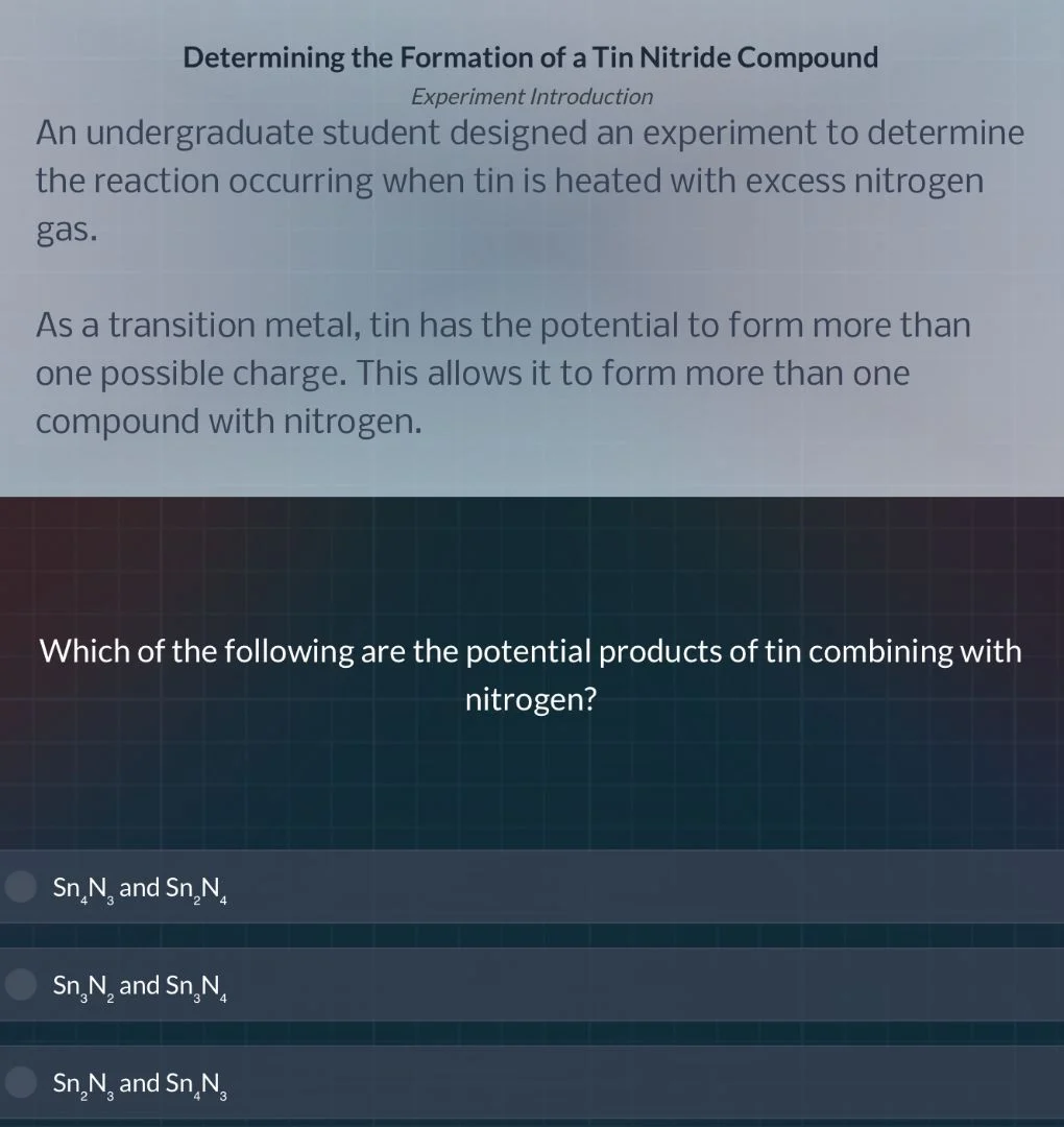 determining the formation of a tin nitride compound experiment introduc…