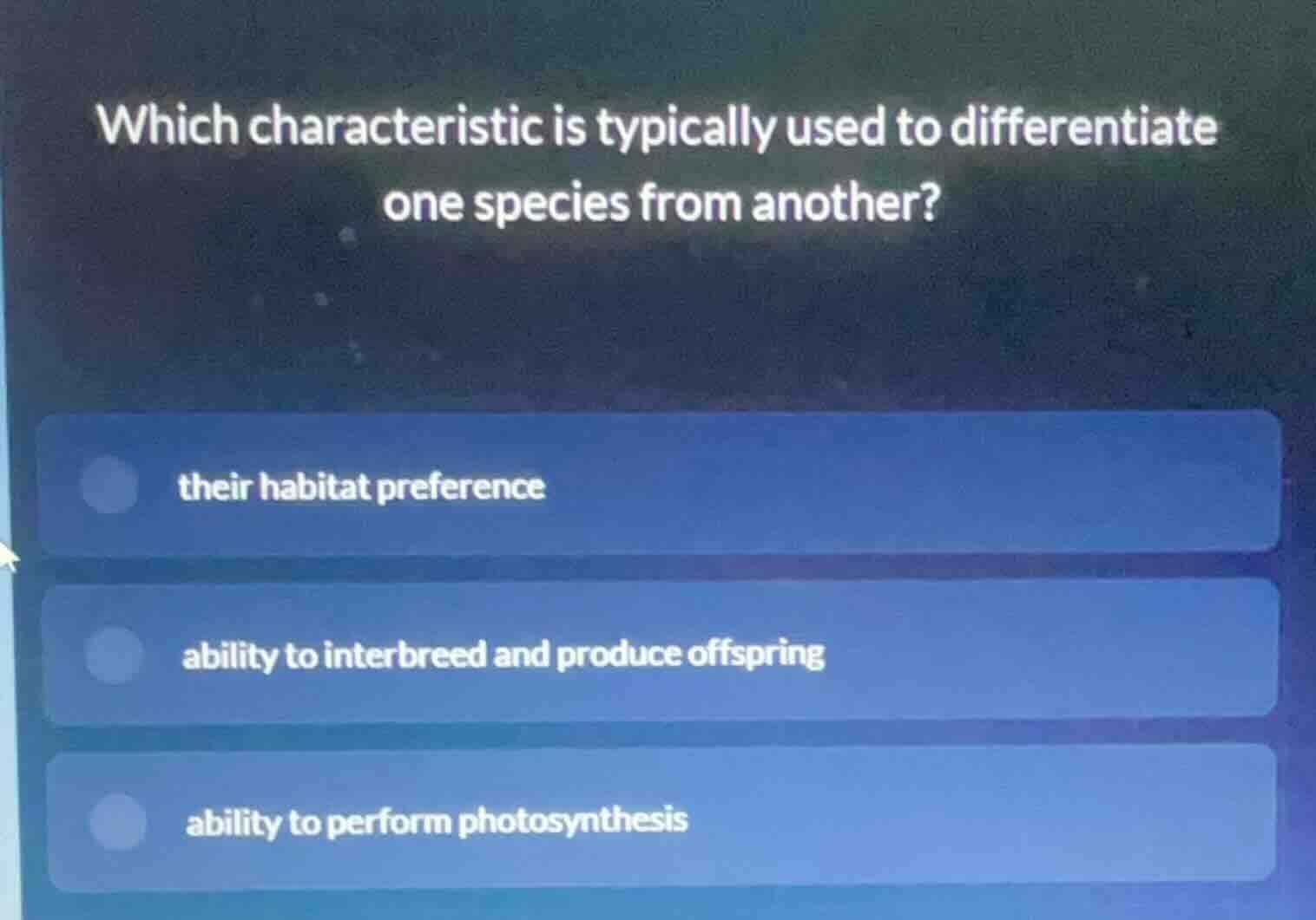 which characteristic is typically used to differentiate one species fro…