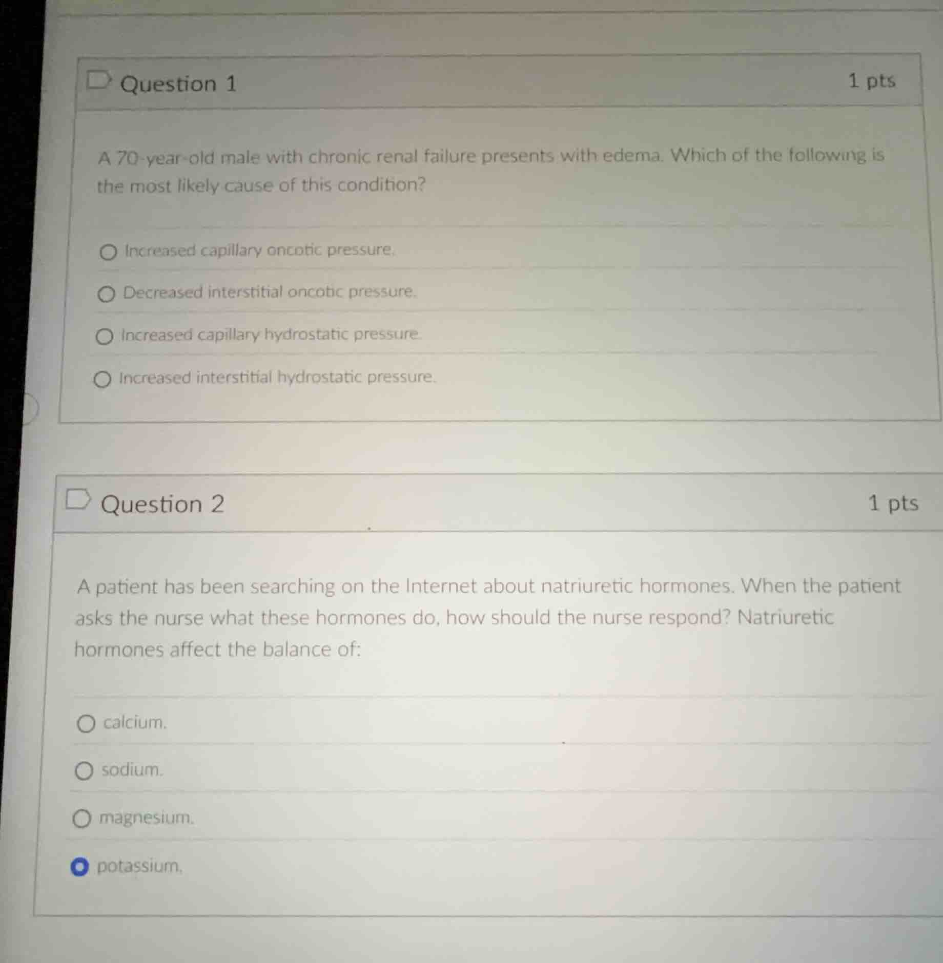 question 1 1 pts a 70 - year - old male with chronic renal failure pres…