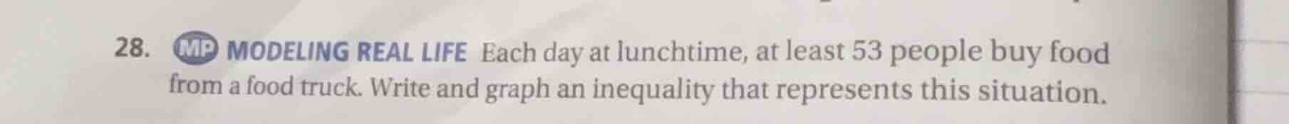 28. mp modeling real life each day at lunchtime, at least 53 people buy…