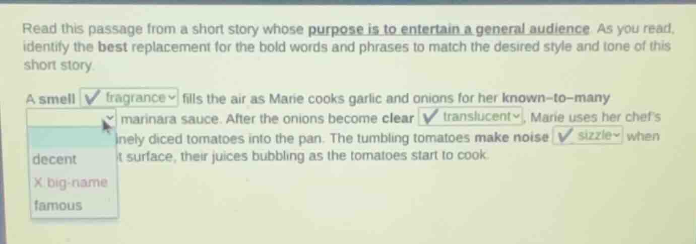 read this passage from a short story whose purpose is to entertain a ge…