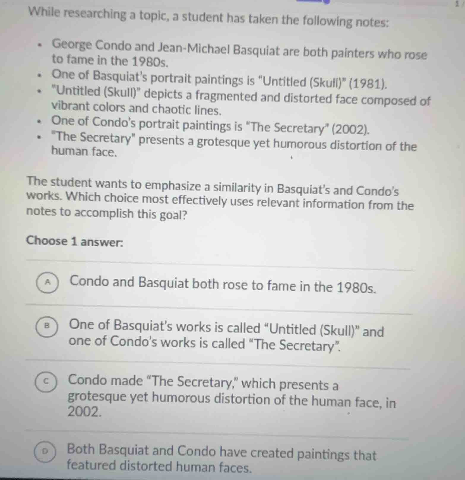 while researching a topic, a student has taken the following notes: - g…