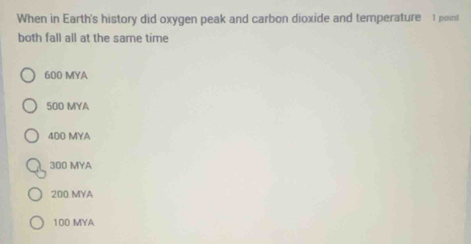 when in earths history did oxygen peak and carbon dioxide and temperatu…