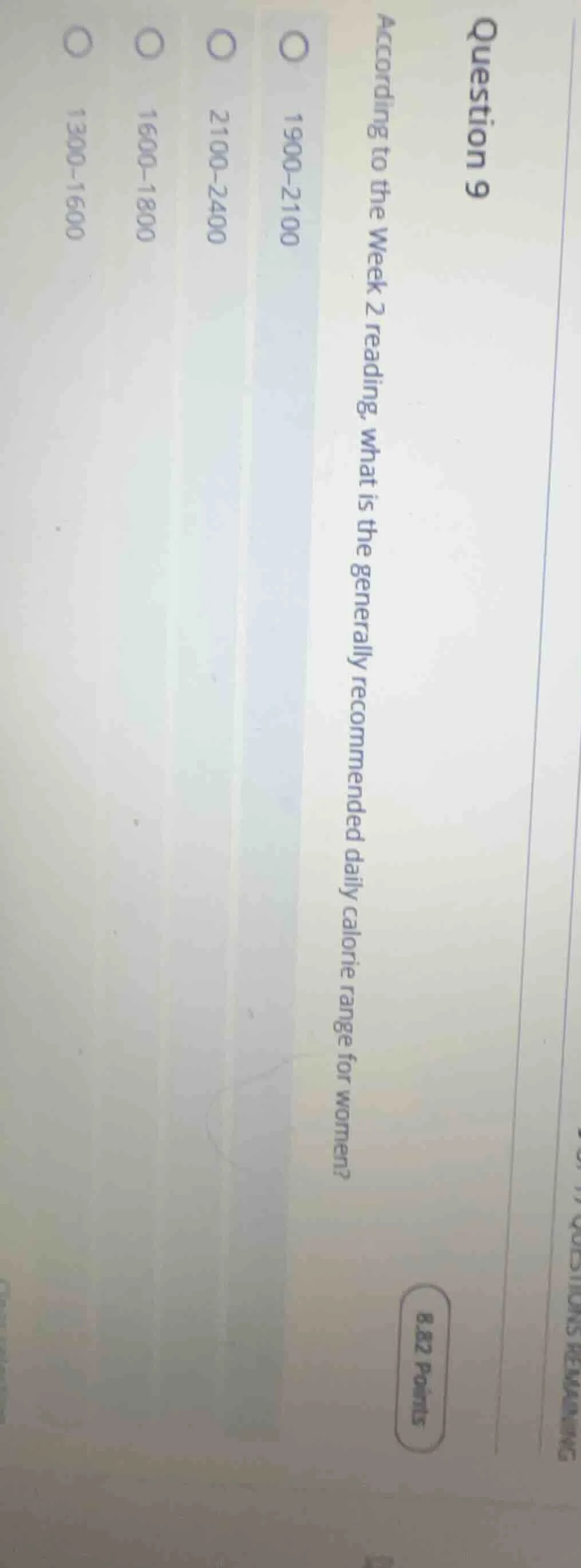 question 9 according to the week 2 reading, what is the generally recom…