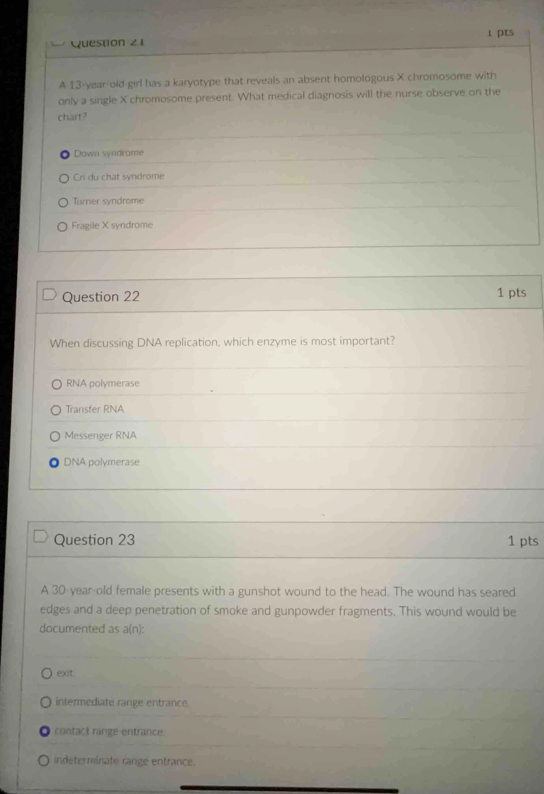 question 21 a 13-year-old girl has a karyotype that reveals an absent h…