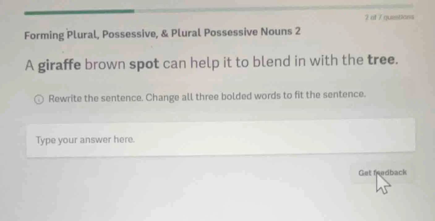 forming plural, possessive, & plural possessive nouns 2 a giraffe brown…