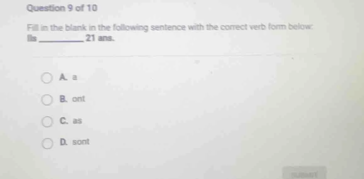 question 9 of 10 fill in the blank in the following sentence with the c…