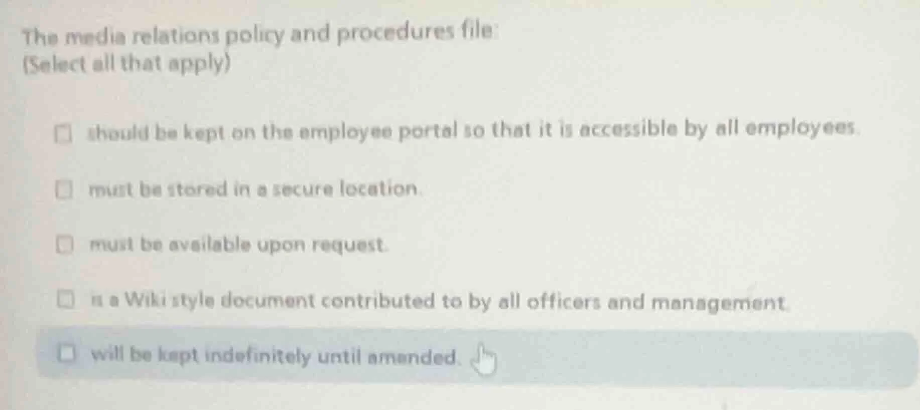 the media relations policy and procedures file: (select all that apply)…