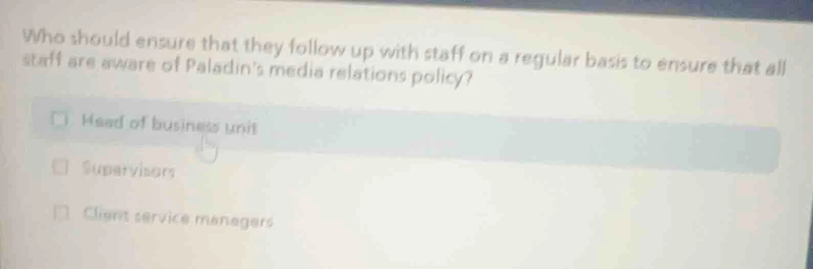 who should ensure that they follow up with staff on a regular basis to …