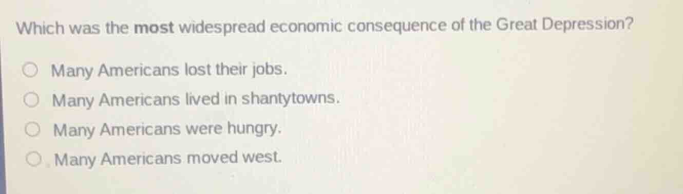 which was the most widespread economic consequence of the great depress…
