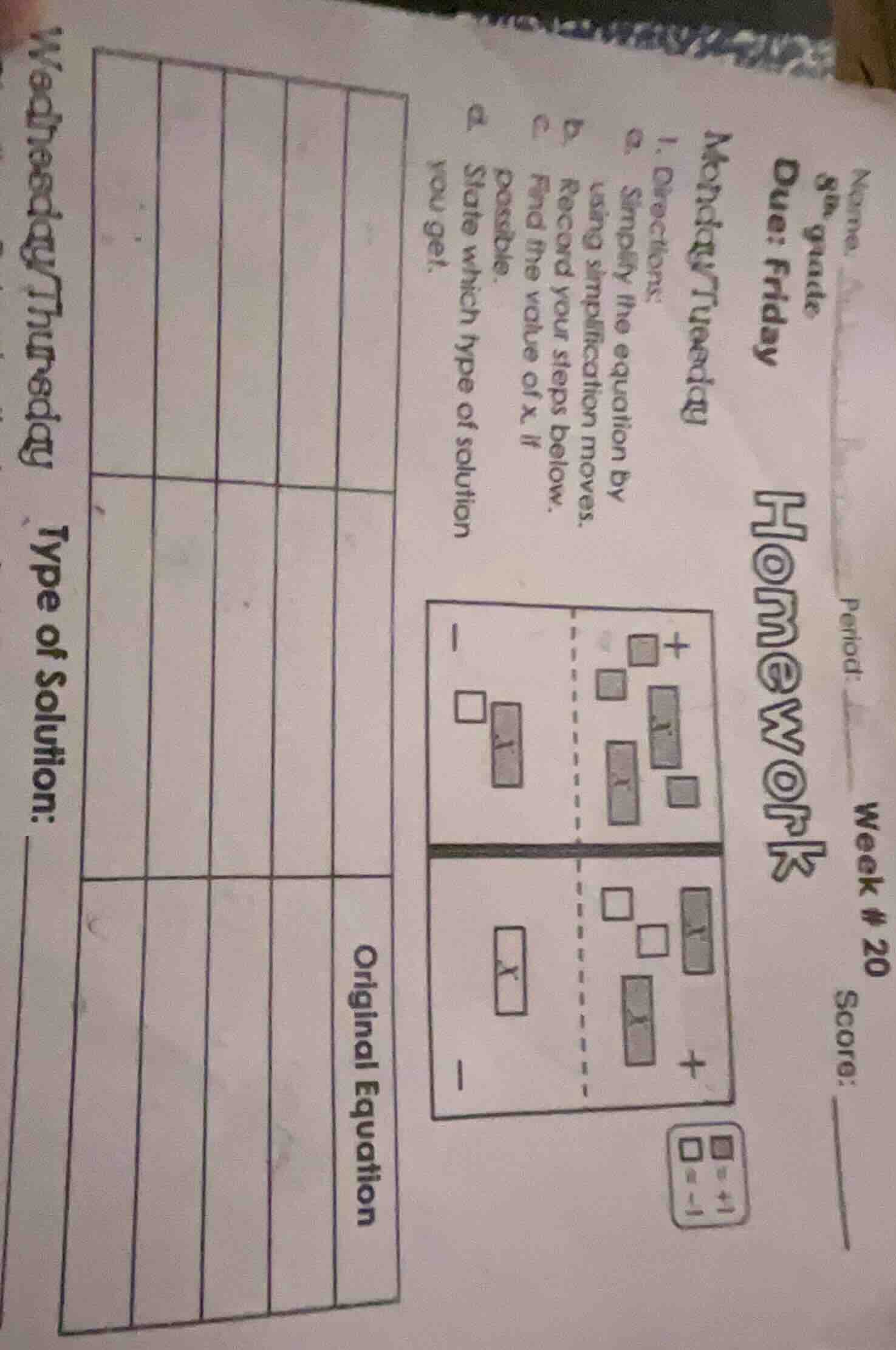 name 8th grade due: friday homework monday/tuesday 1. directions: a. si…
