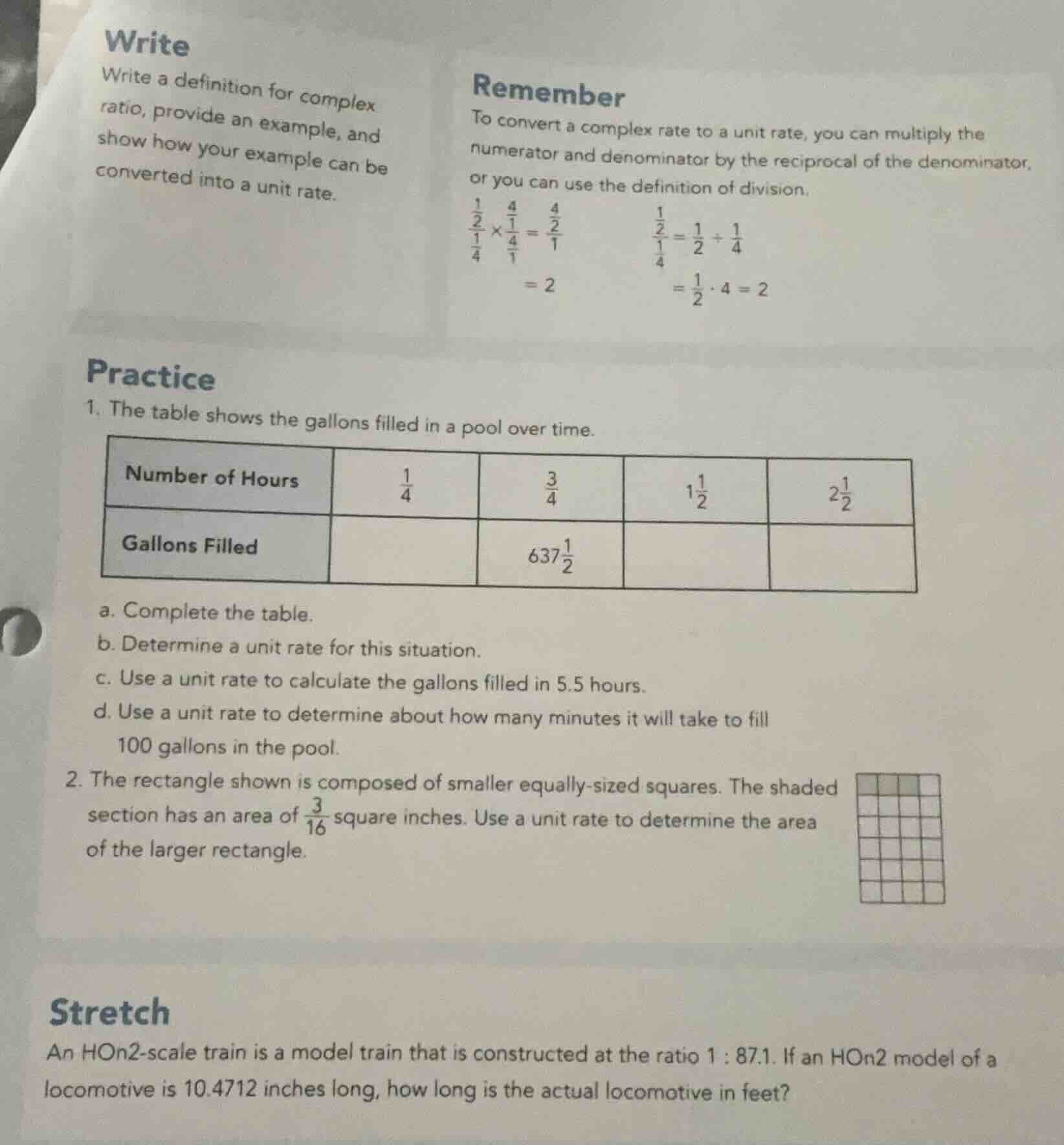 write write a definition for complex ratio, provide an example, and sho…