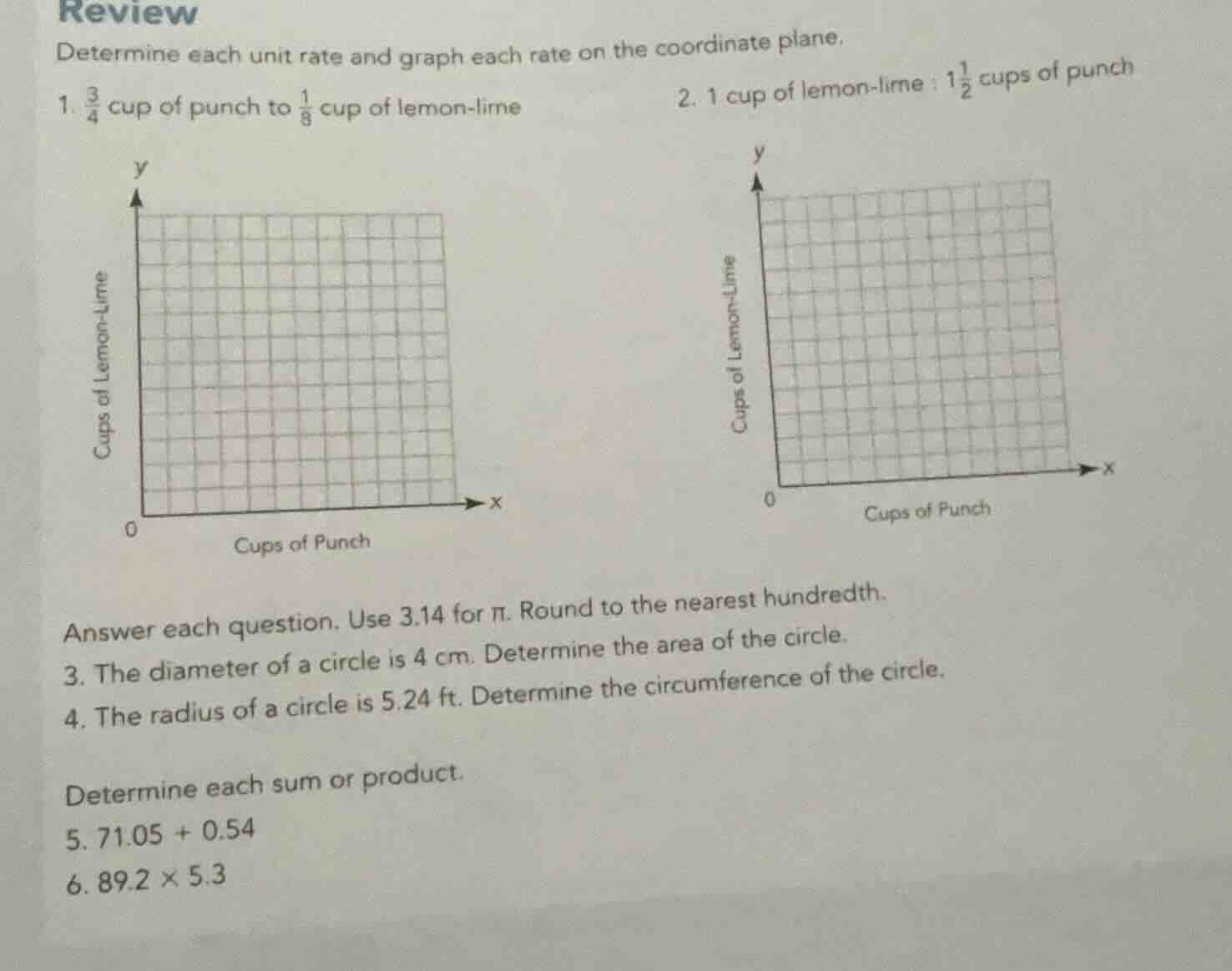 review determine each unit rate and graph each rate on the coordinate p…