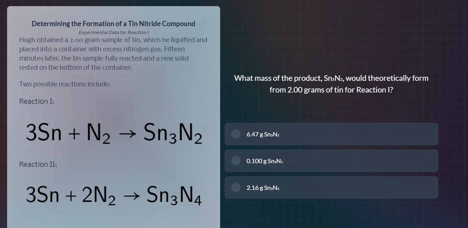 determining the formation of a tin nitride compound experimental data f…