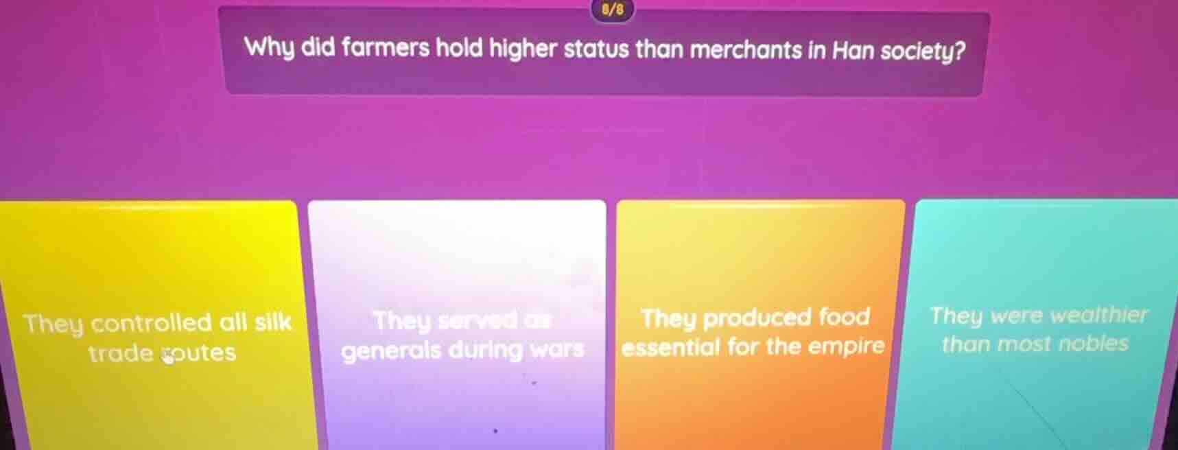 why did farmers hold higher status than merchants in han society? they …
