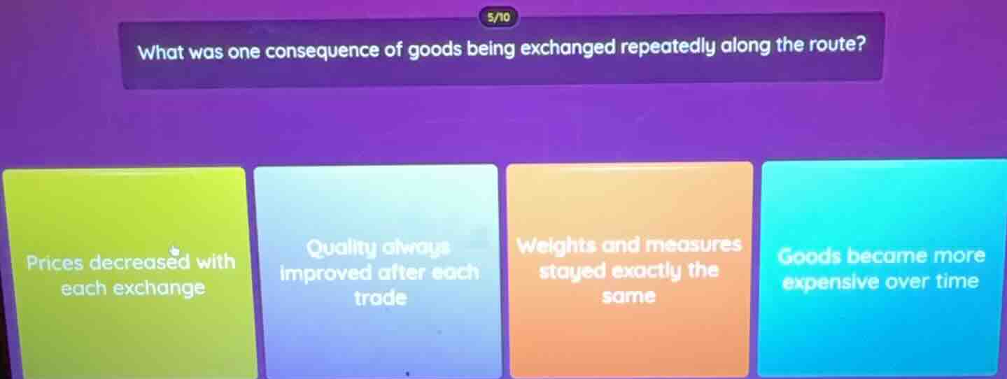 what was one consequence of goods being exchanged repeatedly along the …